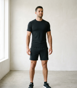 Ropa deportiva modelo hombre negro camiseta shorts