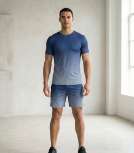 Ropa deportiva modelo hombre degradado azul shorts