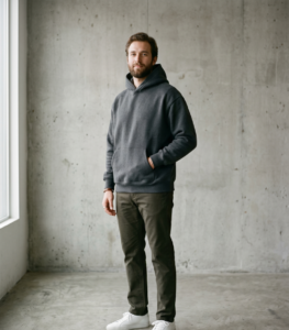 Personalizado sudadera con capucha modelo hombre antracita
