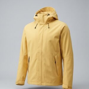 Personalizado chaqueta fantasma maniqui impermeable shell con capucha mantequilla amarillo