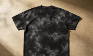 Personalizado camiseta foto plana acido lavado lavado negro oversize