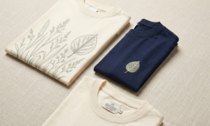 Personalizado camiseta foto plana botanico lineart hoja bordado
