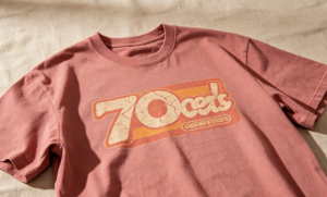 Personalizado camiseta foto plana vintage retro 70s estampado empolvado rosa