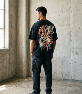 Personalizado camiseta oversize negro grafiti back estampado modelo