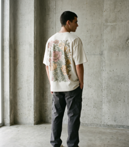 Personalizado camiseta oversize crema vintage floral back estampado modelo