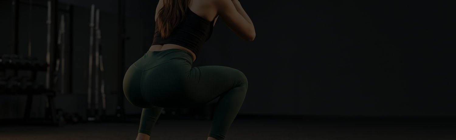 Mallas leggings fabricante banner sentadilla accion profundo verde
