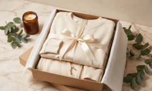 Ropa de estar por casa caja de regalo frances toweling crema eucalipto