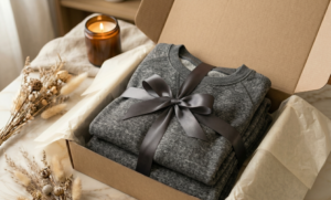 Ropa de estar por casa caja de regalo jaspeado antracita