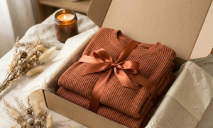 Ropa de estar por casa caja de regalo panal punto terracota
