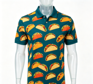 Hombre original estampado polo taco dark verde azulado fantasma maniqui