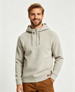 Hombre medio cremallera tecnico forro polar sudadera con capucha stone gris