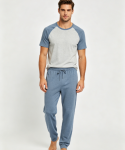 Hombre raglan corta manga camiseta largo pantalon pijama conjunto