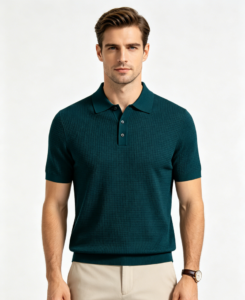 Hombre panal punto polo dark verde azulado modelo