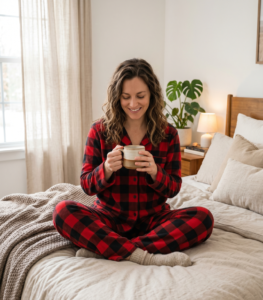 Pijamas modelo franela buffalo cuadros rojo