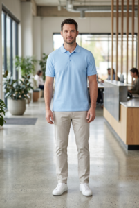 Al por mayor polo shirts modelo hombre light azul completo body
