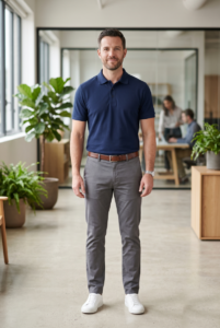 Al por mayor polo shirts modelo hombre azul marino completo body