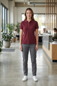 Al por mayor polo shirts modelo mujer burdeos completo body