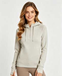 Mujer medio cremallera tecnico forro polar sudadera con capucha stone gris