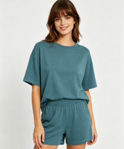 Mujer verde azulado oversize camiseta shorts ropa de estar por casa conjunto
