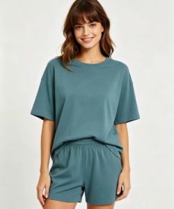 Mujer verde azulado oversize camiseta shorts ropa de estar por casa conjunto